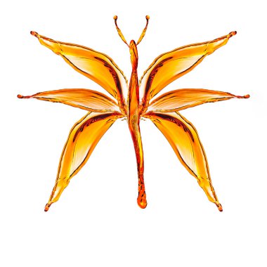 Bir kelebek renkli sıvı su sıçramasına kurdu. Soyut böcek su sıçramalarına oluşturuldu.