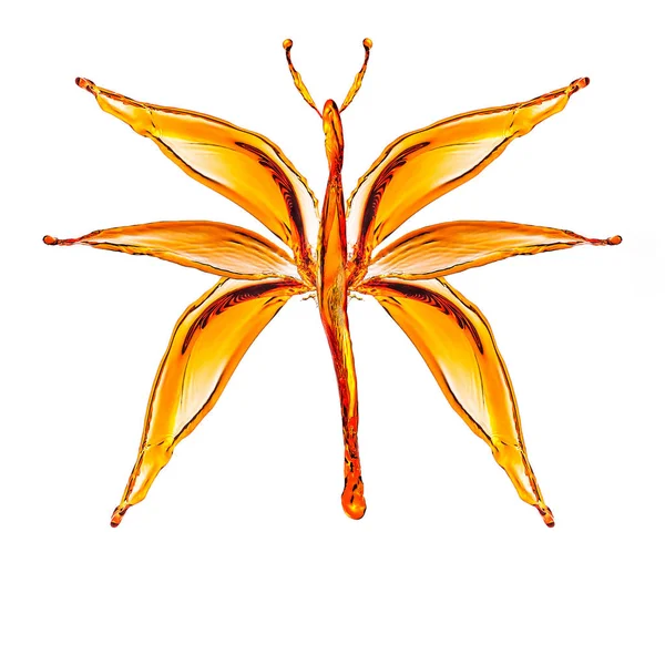 Bir kelebek renkli sıvı su sıçramasına kurdu. Soyut böcek su sıçramalarına oluşturuldu.