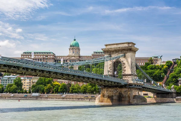 Budapest City Landscape Chain Bridge Castle Touristic Part City Budapest — Stock Photo, Image