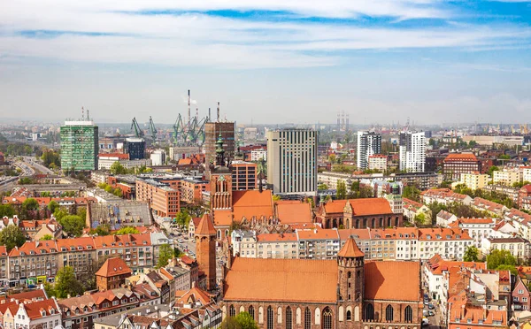 Gdansk Kilátás Bazilikából Óváros Modern Felhőkarcolók Gdask Egy Történelmi Vonzó — Stock Fotó