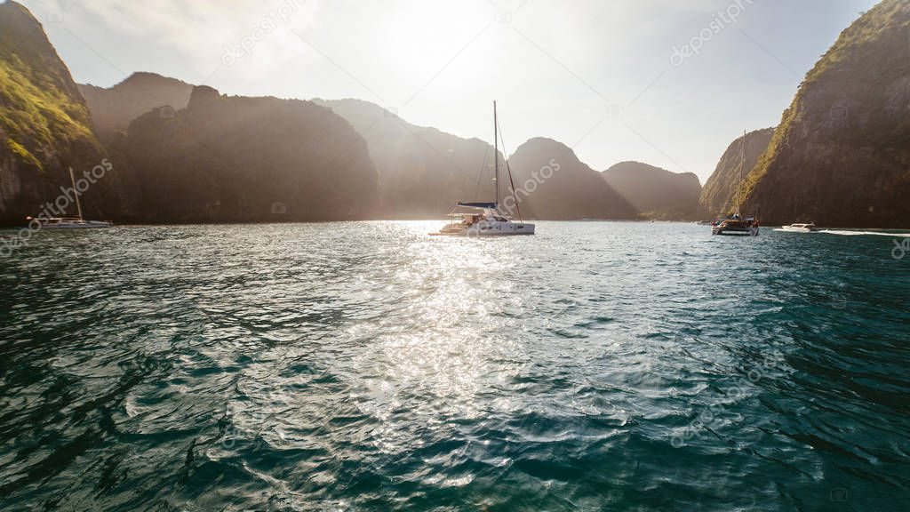Yacht at sunrise
