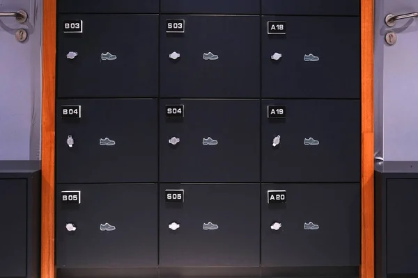 Boxes for storing shoes. Dark tones. Numbered