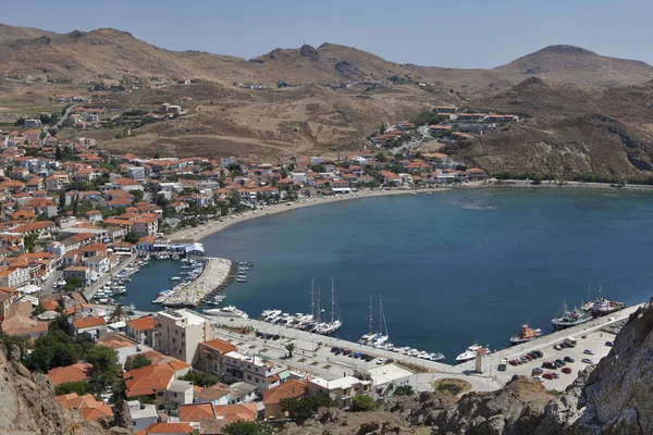 Eski bağlantı noktası görünümü, Myrina, Lemnos island, Yunanistan