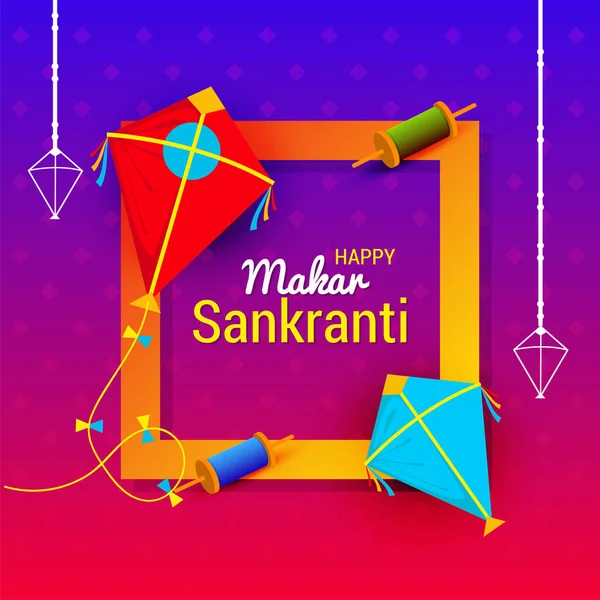 Ilustração Vetorial Makar Sankranti Papel Parede Com Papagaio Colorido Para —  Vetores de Stock