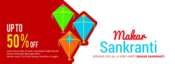 Ilustración Vectorial Makar Sankranti Fondo Pantalla Con Cometa Colores Para — Vector de stock