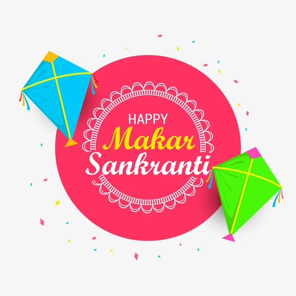 Ilustración Vectorial Makar Sankranti Fondo Pantalla Con Cometa Colores Para — Vector de stock