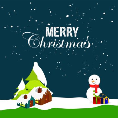 Noel ve Yeni Yıl 'ın yaratıcı tasviri parlak Xmas arkaplanı üzerinde kış ve kar taneleri, ışık ve yıldızlarla birlikte basımevi. Mutlu Noeller..