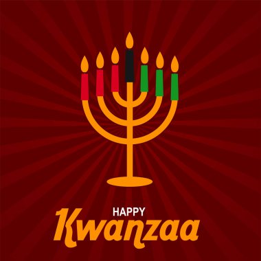 Kwanzaa için Yaratıcı Sancak, eski bir parşömen üzerinde Yedi Prensibi (veya Nguzo Saba) temsil eden geleneksel renkli mumlarla.