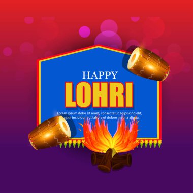 Punjabi Lohri kutlama şenlik ateşi arka planında süslü davullarla.