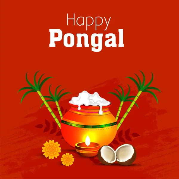 Happy Pongal Festival Religieux Inde Sud Fond Célébration Illustration Vectorielle — Image vectorielle