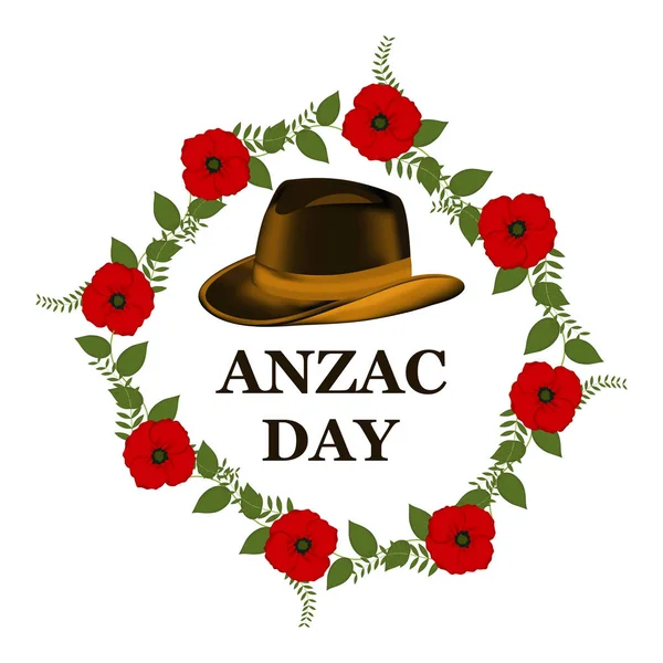 Amapola Decorativa Papel Para Día Anzac Día Nacional Recuerdo Australia — Vector de stock