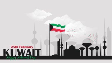 25 Şubat 'ta Kuveyt' in ulusal bayramının kutlanması - Vektör 
