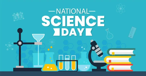 National Science Day is celebrated to commemorate discovery of the 'Raman Effect', Science Day. Scientific laboratory in flat line style