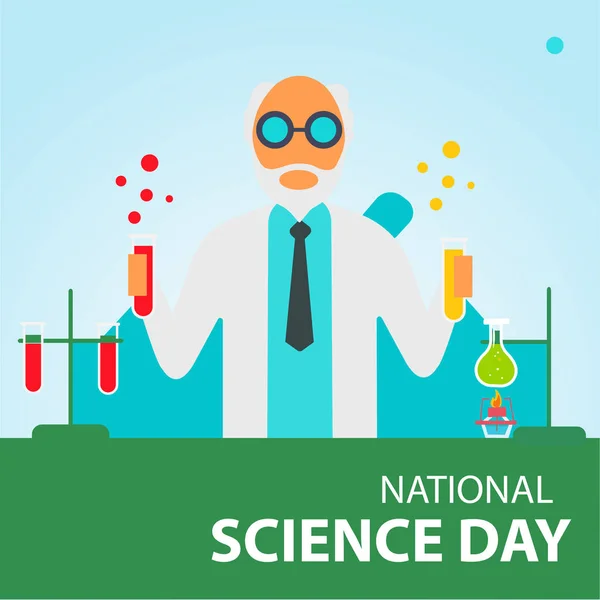 Der Nationale Tag Der Wissenschaft Wird Begangen Der Entdeckung Des — Stockvektor