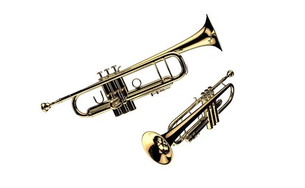 Beyaz arka plan üzerinde trompet — Stok fotoğraf