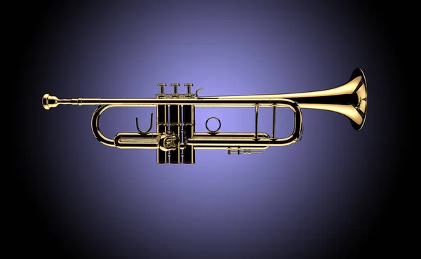 Purpel arka plan üzerinde trompet — Stok fotoğraf