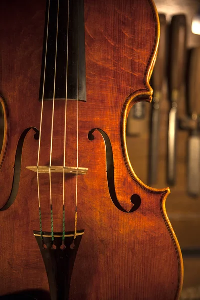 Processo de produção de violino artesanal — Fotografia de Stock