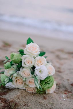 Romantik sahil - kumdaki çiçekler