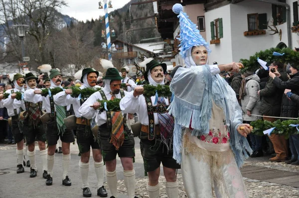 Gruppe Maschkera Gnger Bayrischer Fasnacht — Stock Photo, Image