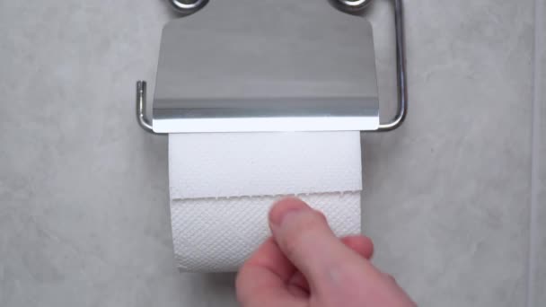 Toilet paper with text diarrhea in wc. Concept of personal hygiene. Fast food Concept — Stock Video