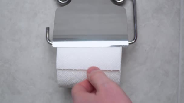 Toilet paper with text burger in wc. Concept of personal hygiene. Fast food Concept — Stock Video