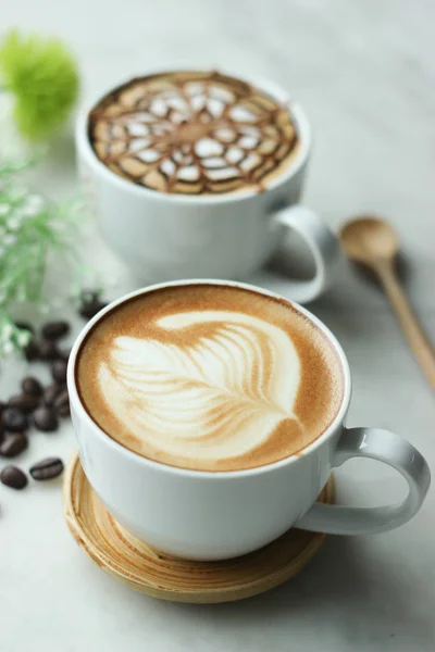 Kaffee Latte Art Mit Schönen Fenster Light All Muster Mit — Stockfoto