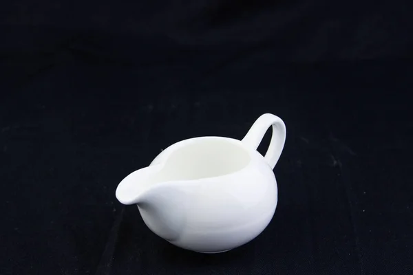 Isolate Pouring Milk Tea Pot Kettle Black Background Work Path — Stock Photo, Image