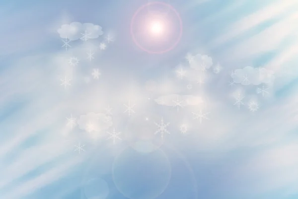 雲と雪の結晶粒背景冬の牧歌 — ストック写真