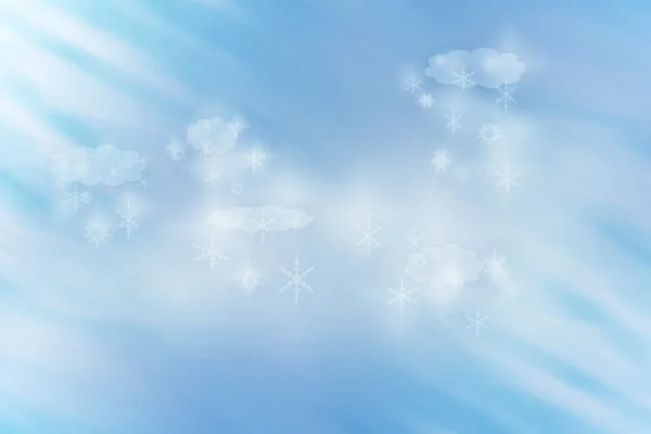 Fondo de grano idilio de invierno con nubes y copos de nieve iluminados por rayos — Foto de Stock
