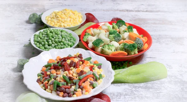 Frozen vegetables, quick-frozen vegetables in healthy diet (healthy eating) — Stock Photo, Image