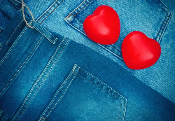 Men`s and women`s jeans - blue jeans — Stock Photo, Image