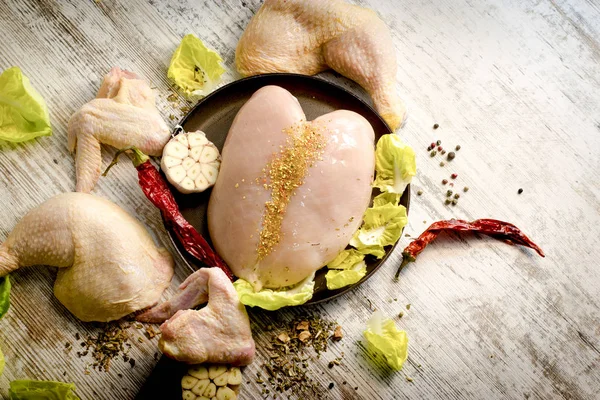 Chicken meat - chicken breast (chicken white meat), chicken drumstick and chicken wing