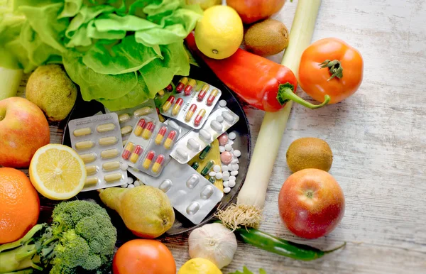 Gezond Eten Gezond Voedsel Het Eten Van Biologische Aanvullen Groenten — Stockfoto