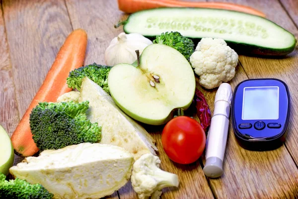 Здоровое Питание Сахарного Диабета Концепция Здорового Питания Регулярный Контроль Сахара — стоковое фото