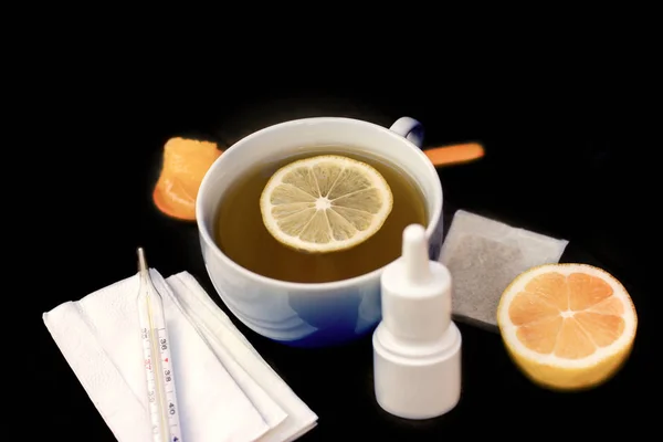 Chá Quente Com Limão Mel Para Imunidade — Fotografia de Stock