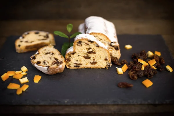 Fruit Cake Fruitcake Table Closeup — Stock Photo, Image