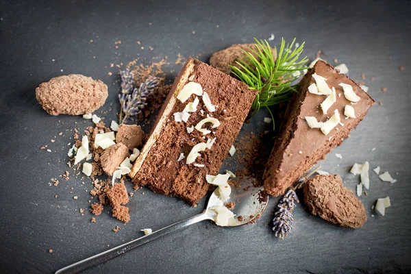 Tejszínes Csokoládé Torta Szarvasgomba Édes Ízletes Élvezet — Stock Fotó