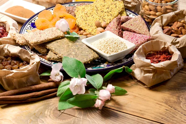 Vegetarisch Veganistisch Eten Gezond Eten Gezond Eten Bord Rustieke Tafel — Stockfoto