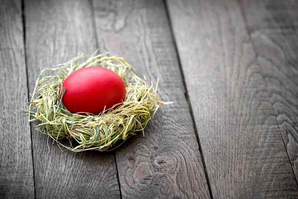 Rotes Osterei Nest Symbol Des Lebens Symbol Des Glaubens Und — Stockfoto