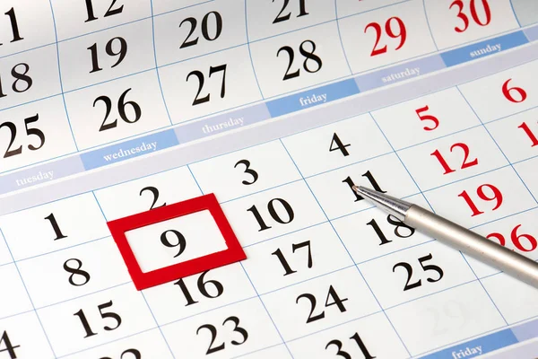 Date highlighted in red on calendar with black numbers next to t