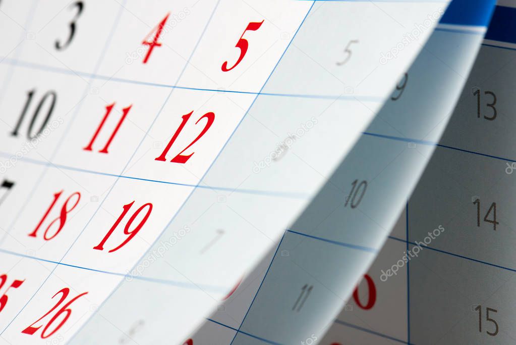 Flipping of three calendar sheets