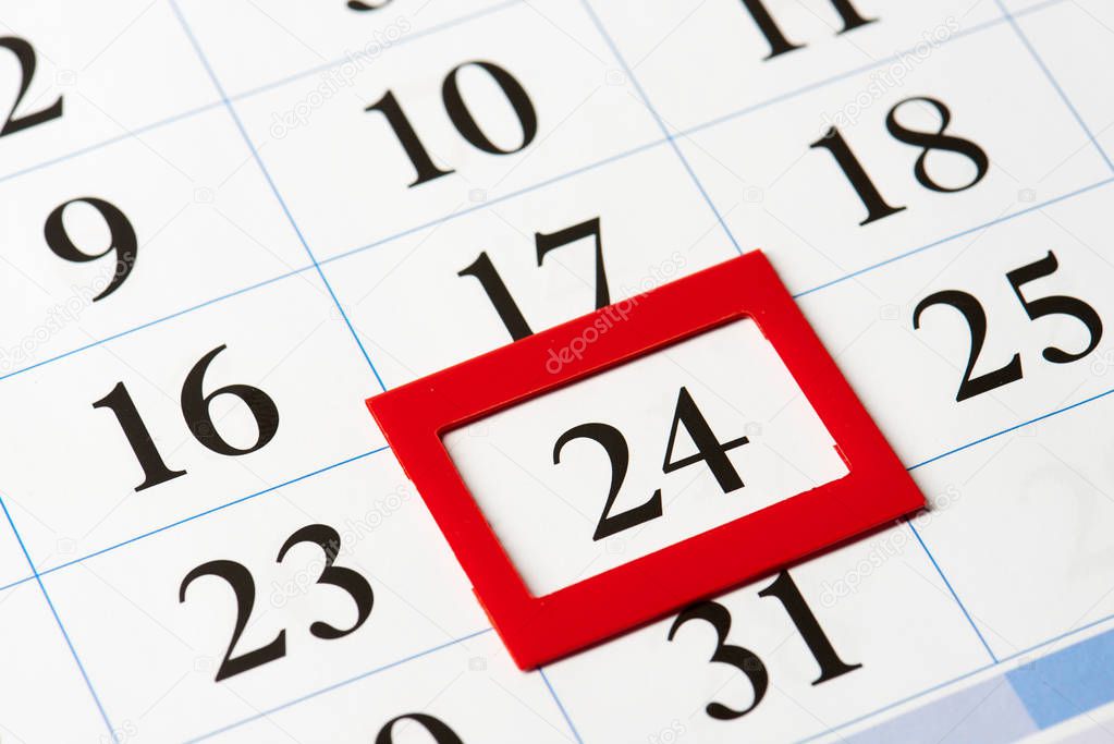 Calendar date highlighted in red