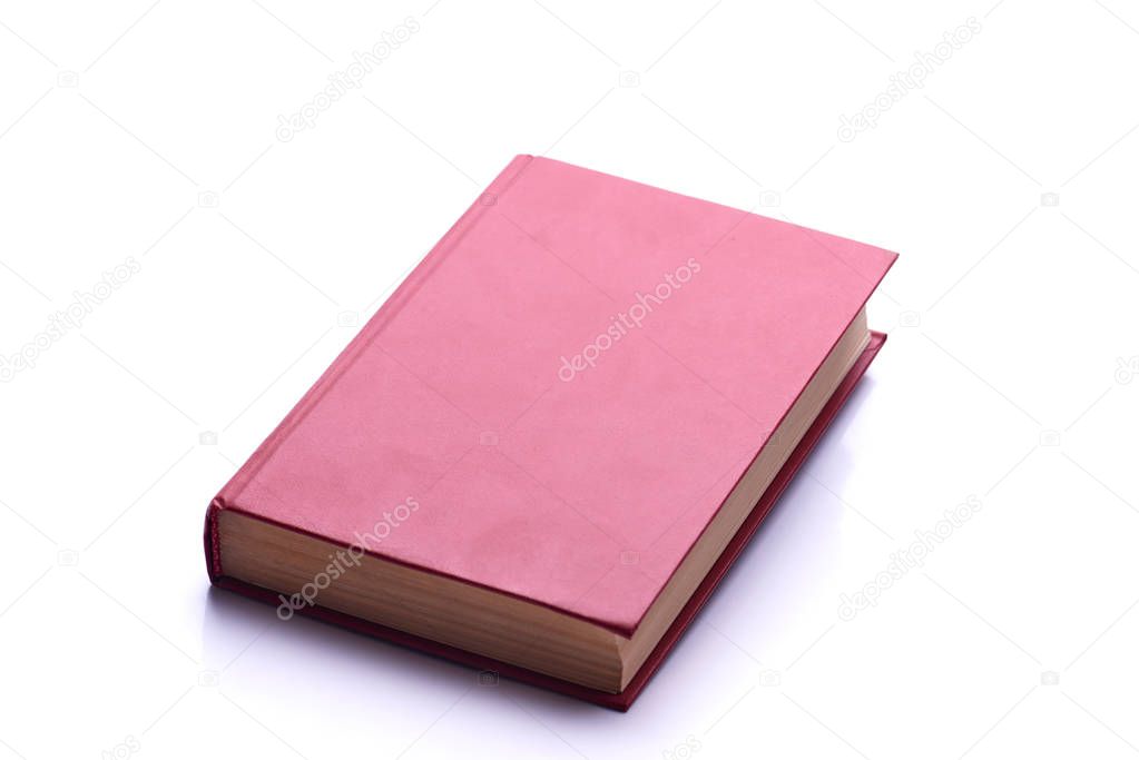 One red book isolated on the white 