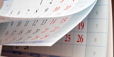 Siyah numaraları ile Takvim üç yaprak