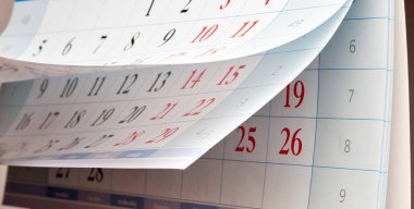 Siyah numaraları ile Takvim üç yaprak