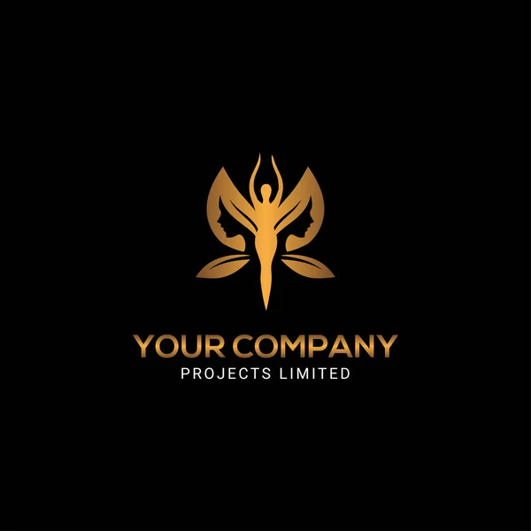 Kadın altın kelebek logosu tasarımı ile karşı karşıya
