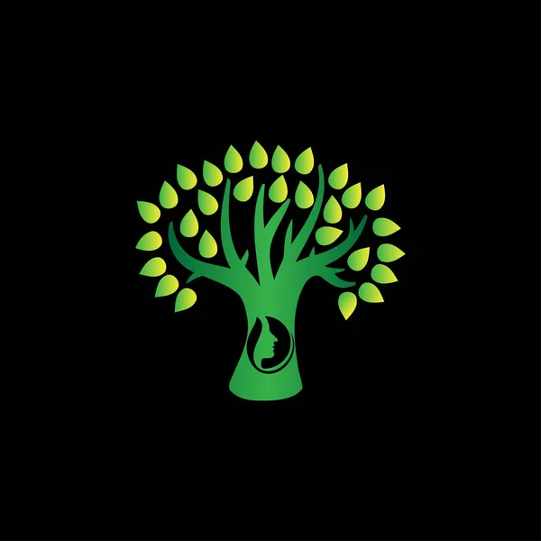 Иконка женского дерева, Дерево с логотипом женского тела — стоковый вектор