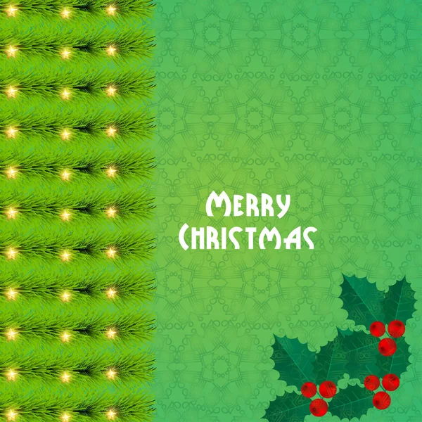 Christmas frame design with leafs — ストックベクタ