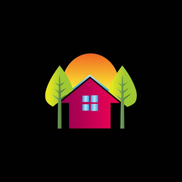 Diseño colorido del vector del logotipo del hogar verde — Vector de stock