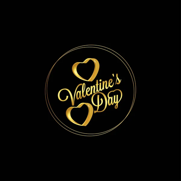 День святого Валентина в векторном дизайне золотого круга — стоковый вектор